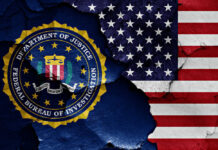 FBI seal overlaid on the American flag background.