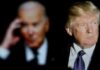 Blurred Joe Biden and clear Donald Trump side by side.