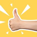 Thumbs up with yellow background.