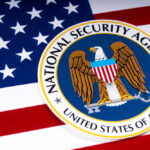 National Security Agency logo on American flag background.