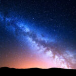Starry night sky with Milky Way galaxy visible