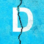 Cracked blue surface with letter D.