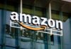 Amazon logo on a glass office building