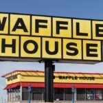 Egg PRICE Slash! WAFFLE HOUSE STRIKES! Waffle House sign in front of restaurant building.
