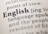 Close-up of a dictionary entry for the word English