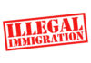 Red illegal immigration stamp on white background