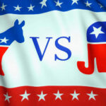VIDEO: White House BLASTS Dems Over Charlie Kirk Vote Democratic donkey vs. Republican elephant on American flag background.