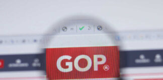 Magnifying glass highlighting GOP on a computer screen