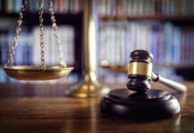 Scales and gavel on a judges desk