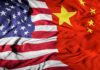 Merged American and Chinese flags