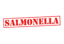 Red stamp with the word SALMONELLA indicating a health warning