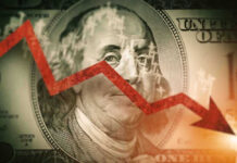 Restaurant Chains COLLAPSING?! Red downward arrow over Benjamin Franklin on US dollar.