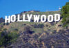 Hollywood sign on a hillside in Los Angeles.