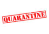 Red stamp with the word 'QUARANTINE' on a white background