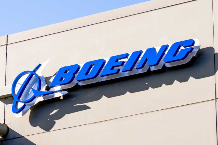 Boeing corporate logo displayed on a building
