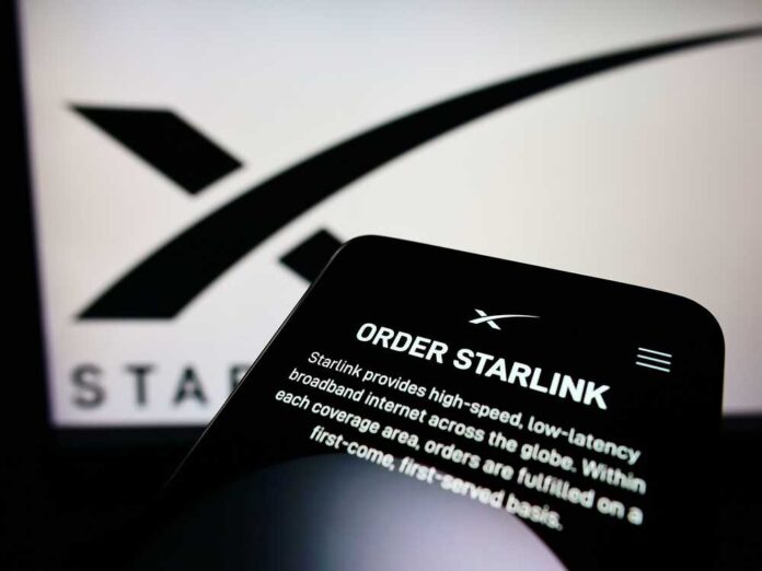 Mobile device displaying Starlink internet service information