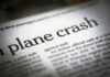 Newspaper headline about a plane crash.