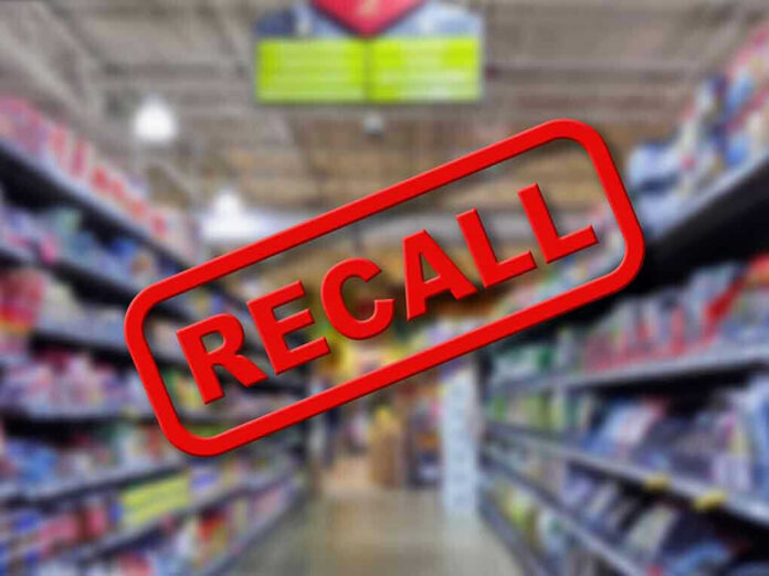 2187226441 Blurred store aisle with RECALL stamp overlay.