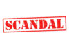 Red stamp with the word scandal