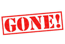 Red gone stamp with exclamation point