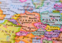 Map showing Germany and Poland with major cities labeled