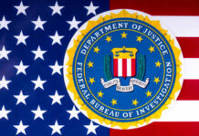 FBI seal overlaid on an American flag background