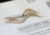 Official election mail envelope with postal service markings
