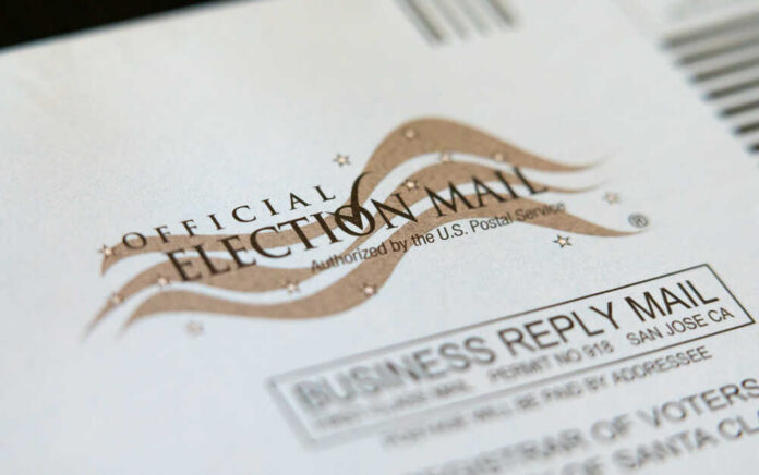 Official election mail envelope with postal service markings