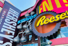 Reese’s Grandson’s Bold Move Forces Hershey’s Hand Colorful storefront featuring Hershey's and Reese's signage