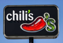 Chili's restaurant sign featuring a red chili pepper