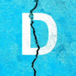Dems Destroy Their Own Senate Candidate! White letter D on cracked blue surface.