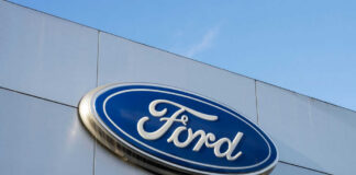 Ford logo on a buildings exterior wall