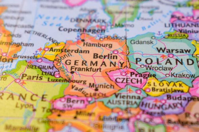 Germany,On,The,World,Map-geo,Political,Map Map showing Germany and Poland with major cities labeled