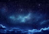 Cosmic Toddlers Hide Fully Grown Monsters Starry night sky with clouds below