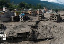 Wall of mud and debris floods communities in Nepal and Tibet
