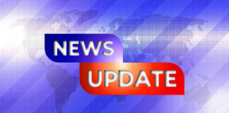 News update graphic with world map background.