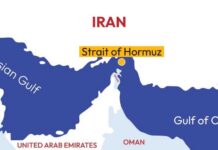TODAY: Oil Shock Erupts At Hormuz Map highlighting the Strait of Hormuz in the Persian Gulf