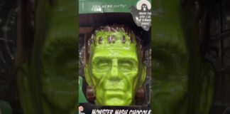 This giant 5.5-pound Frankenstein head is made out of 100% Belgian chocolate