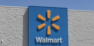 Walmart store sign on exterior wall