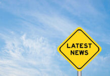 Tragedy Strikes Cindy Crawford Yellow sign with text Latest News on sky background