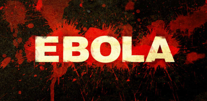 Ebola Ebola text over red splatter background