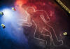Parking Rage Turns Deadly at Kids’ Game Crime scene chalk outline with numbered evidence markers.